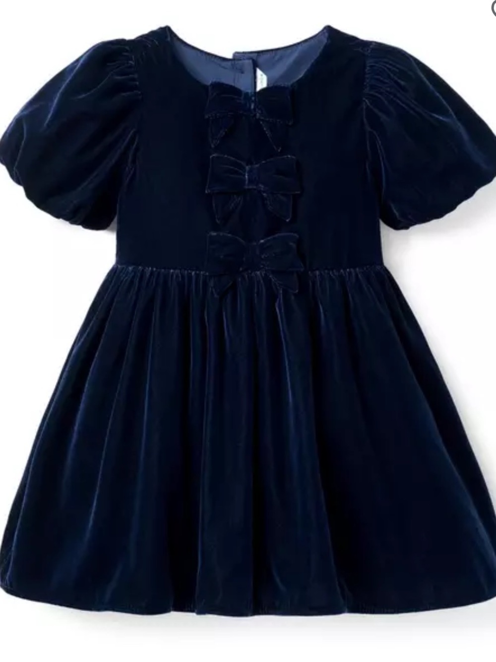 Janie and Jack Navy Velvet Bow Front Formal Dress